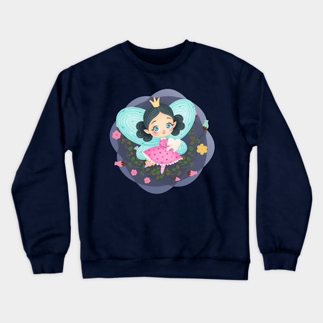 Tooth fairy among the flowers Crewneck Sweatshirt by Paciana Peroni